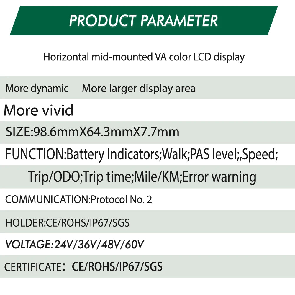 E-bike LCD Digital Color Display