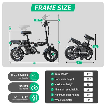 IDOTATA Ebike 35km/h 48V 30AH 400W